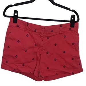 British Khaki Anchor Print Red Shorts Size 8 ⚓️❤️